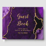 Purple and Gold Agate Marble Birthday Guest Book<br><div class="desc">This elegant and glamourous birthday party guest book features a purple agate marble background with faux gold glitter accents. The text combines handwritten script and modern sans serif fonts for a classy and sophisticated look. This will be perfect for an autumn fall and winter birthday party.</div>