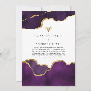 Purple and Gold Agate Reduced Wedding Guest List Announcement