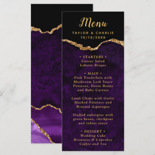 Purple and Gold Agate Wedding Menu