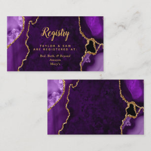 Purple and Gold Agate Wedding Registry Enclosure Card