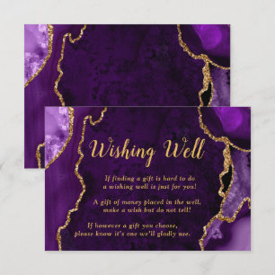 Purple and Gold Agate Wedding Wishing Well Enclosure Card