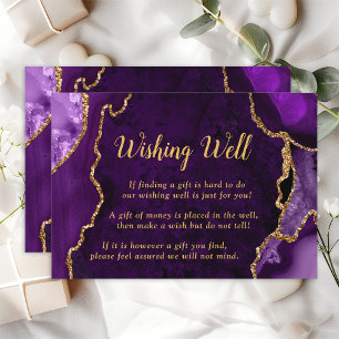 Purple and Gold Agate Wedding Wishing Well Enclosure Card