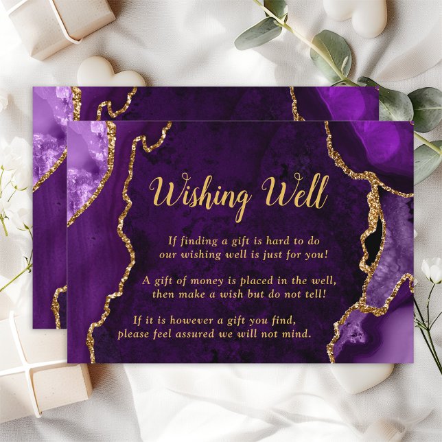 Purple and Gold Agate Wedding Wishing Well Enclosure Card (Creator Uploaded)