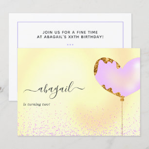 Purple and Gold Birthday Party Invitation