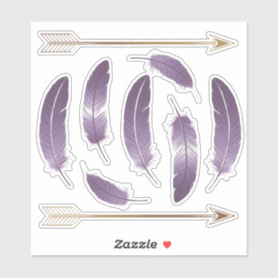 Purple and Gold Boho Feathers and Arrows Scrapbook
