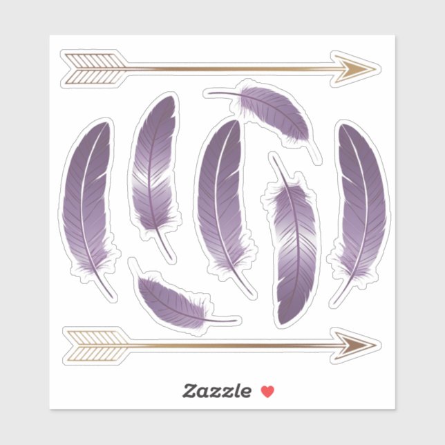 Purple and Gold Boho Feathers and Arrows Scrapbook (Sheet)