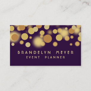 Purple and Gold Bokeh Dots Business Card