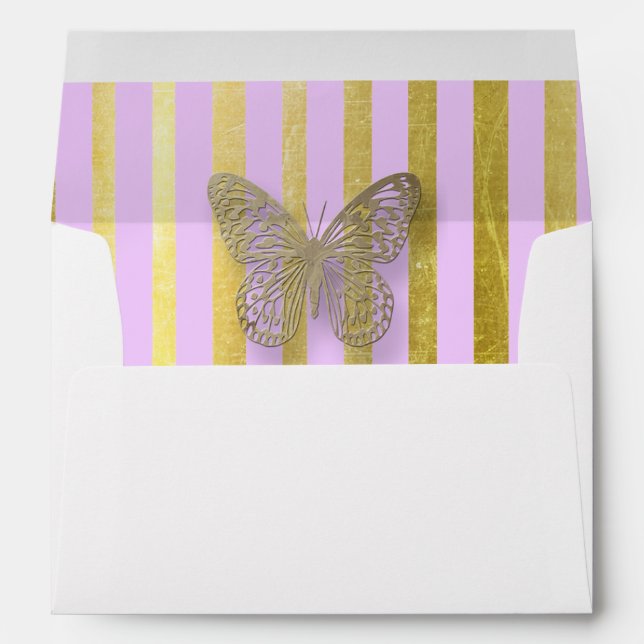 Purple and Gold Butterfly Personalised Envelopes (Back (Bottom))