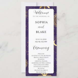 Purple and Gold Celestial Wedding Program