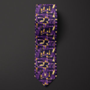 Purple and Gold Chalk Abstract Tie