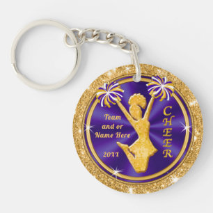 Purple and Gold Cheerleading Keychains Personalise