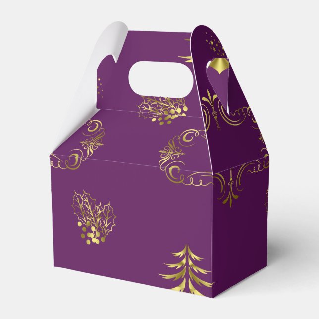 Purple and Gold Christmas Favour Box (Front Side)