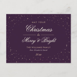 Purple and Gold Christmas Holiday Postcard