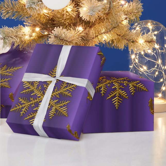 Purple and Gold Christmas Wrapping Paper (Holidays)