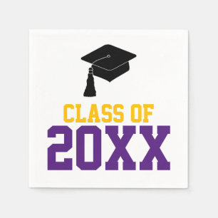 Purple and Gold Class of 2024 Graduation Party Napkin