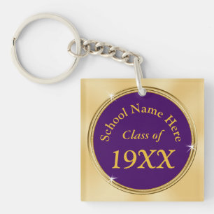 Purple and Gold Class Reunion Gifts, Personalised Key Ring