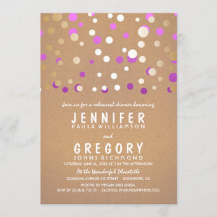Purple and Gold Confetti Elegant Rehearsal Dinner Invitation