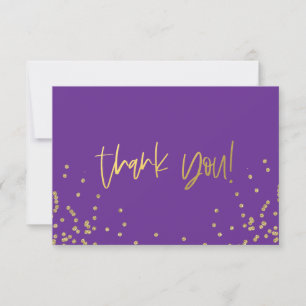 Purple and Gold Confetti Thank You Note Cards