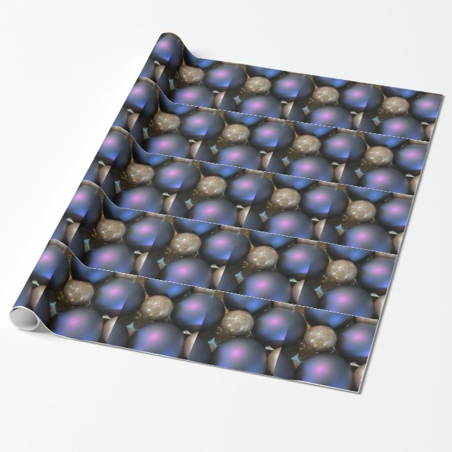 Purple and Gold Decorations Wrapping Paper (Unrolled)