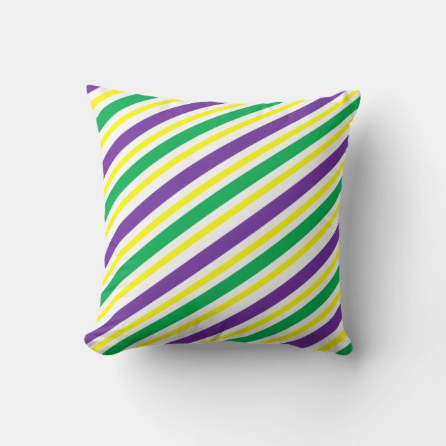 Purple and Gold Diagonal Striped Cushion (Front)