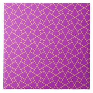 Purple and Gold-effect Islamic Mosaic Pattern Ceramic Tile