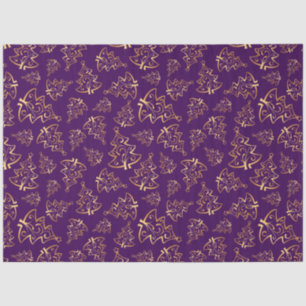 Purple and Gold Elegant Christmas Trees Tissue Paper