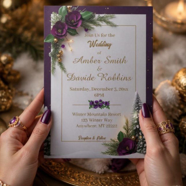 Purple and Gold Elegant Wedding Invitation (Creator Uploaded)