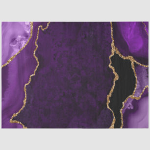 Purple and Gold Faux Glitter Agate Tissue Paper
