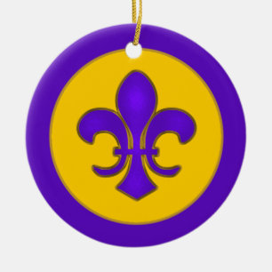 Purple and Gold Fleur de Lis Ornament