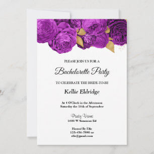Purple And Gold Floral Bachelorette Party Invitation