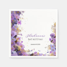 Purple and Gold Floral Bat Mitzvah