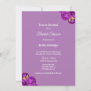 Purple And Gold Floral Bridal Shower Invitation