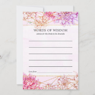 Purple and Gold Floral Geometric Bridal Shower Advice Card