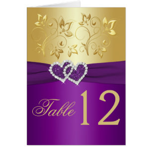 Purple and Gold Floral Table Number Card