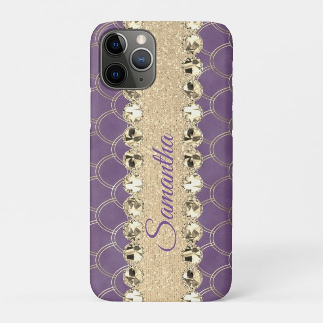 Purple and Gold Foil Diamond Bling        Case-Mate iPhone Case (Back)