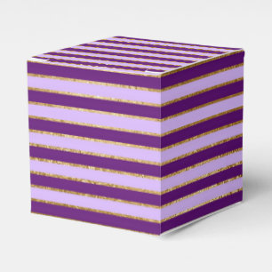 Purple and Gold Foil Stripes Birthday Party Favour Box