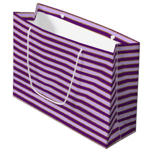 Purple and Gold Foil Stripes Birthday Party Large Gift Bag