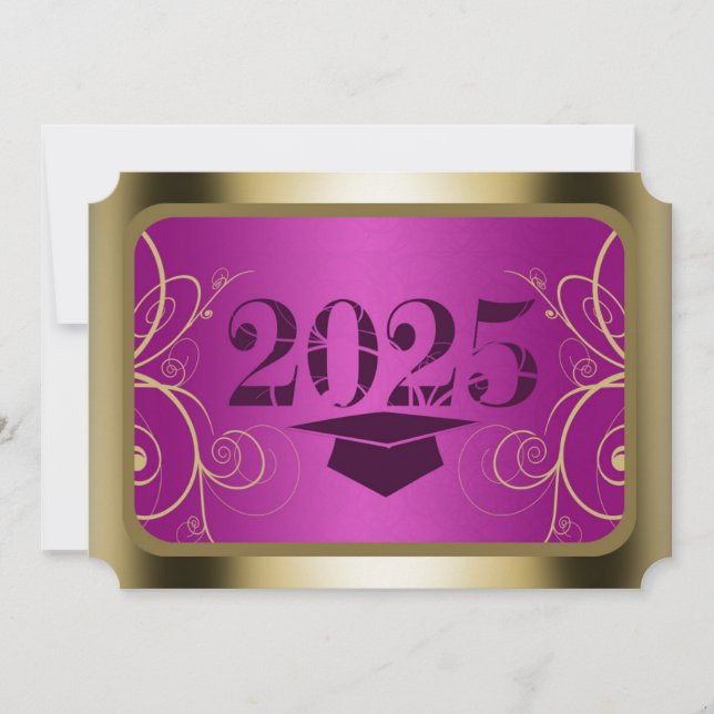Purple and Gold Frame Graduation Invitation (Front)