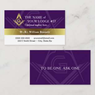 Purple and Gold Freemason Grand Lodge Masonic Business Card