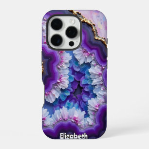 Purple and Gold Gemstone Layers iPhone 16 Pro Case