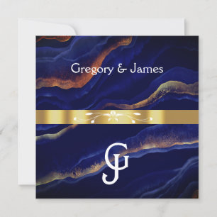 Purple and Gold Geode Agate Wedding  Invitation