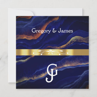 Purple and Gold Geode Agate Wedding Invitation