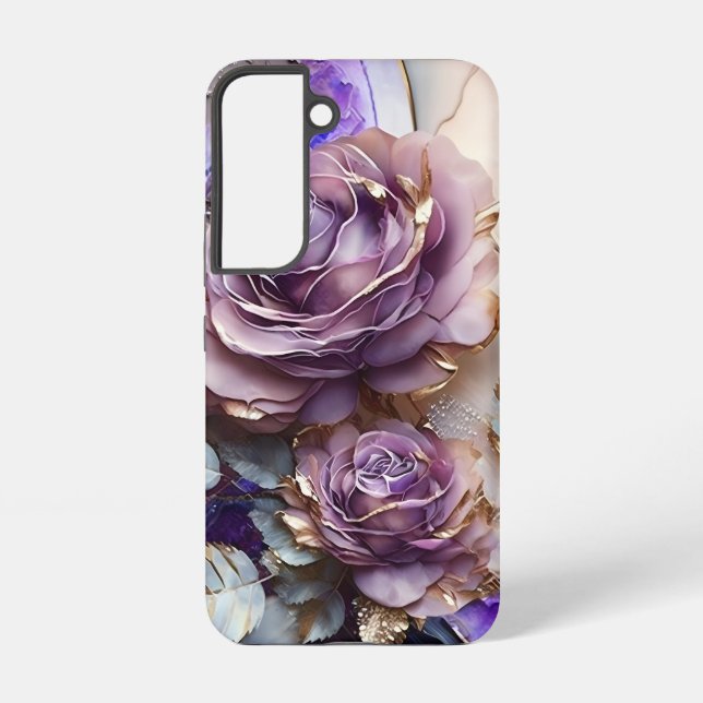 Purple and Gold Giant Roses  Samsung Galaxy S22 Case (Back)