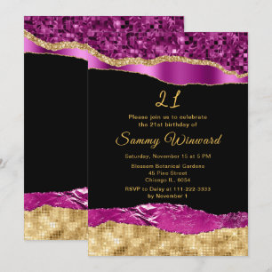Purple and Gold Glam Tears Birthday Party Invitation