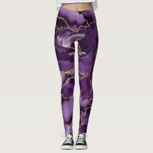 Purple and gold glitter agate leggings