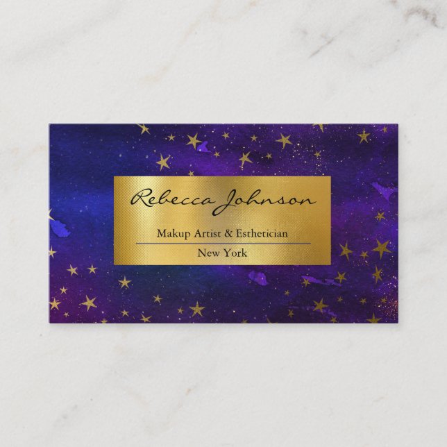 Purple And Gold Glitter Business Card (Front)