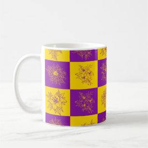 Purple and Gold Glitter Flowers Pattern Coffee Mug