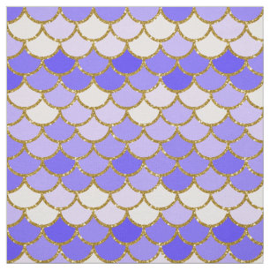 Purple and Gold Glitter Mermaid Scales Fabric