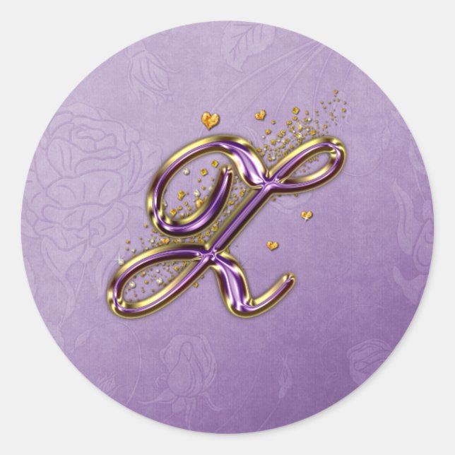 Purple and Gold Glitter Monogram Z Sticker (Front)