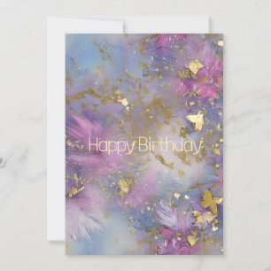 Purple and Gold Glitter Storm Fantasy Holiday Card